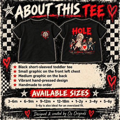 HOLE Cartoon Band Toddler Tee – Black Alternative Kids T-Shirt 🎶❤️