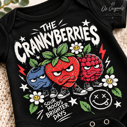 The Crankyberries Baby Vest – Black or White | Alternative Baby Clothing