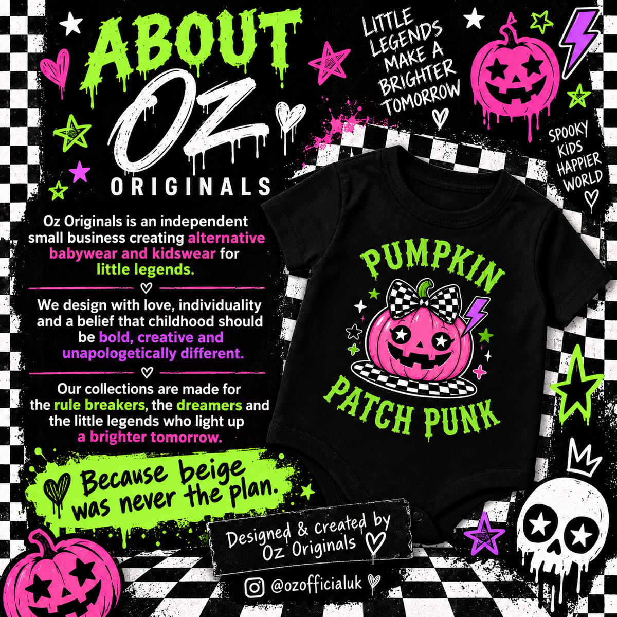 Pumpkin Patch Punk Toddler T-Shirt | Alternative Kids Halloween Tee | October Oddities 🎃