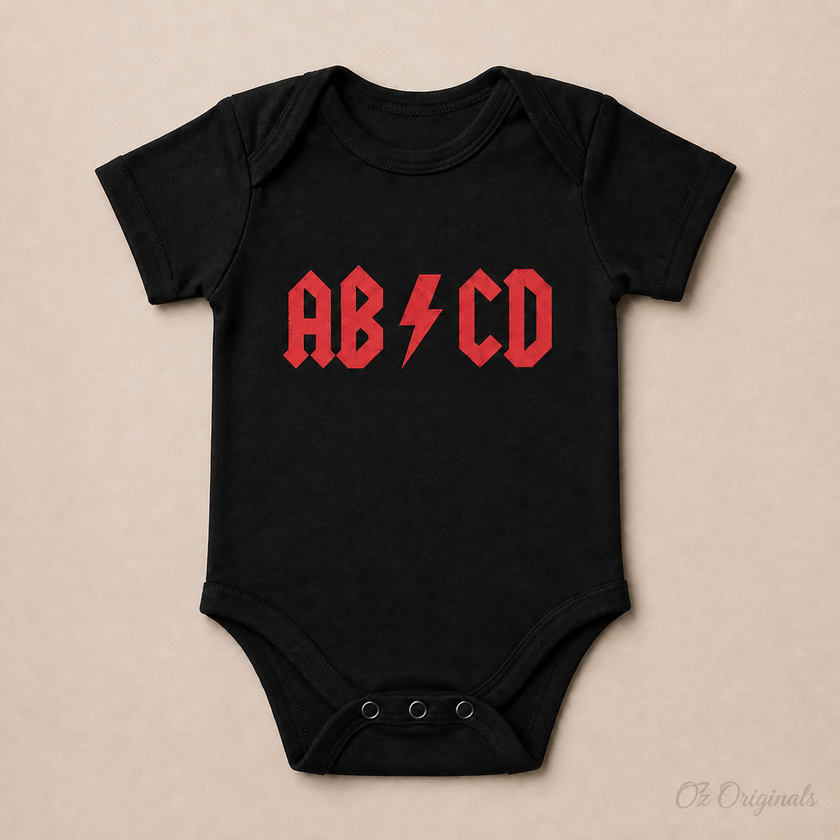 AB⚡CD Baby Vest | Rock-Inspired Alternative Baby Bodysuit | Multiple Colour Options
