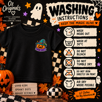 Mini Hex Toddler T-Shirt | Alternative Witchy Pumpkin Kids Tee 🎃💚
