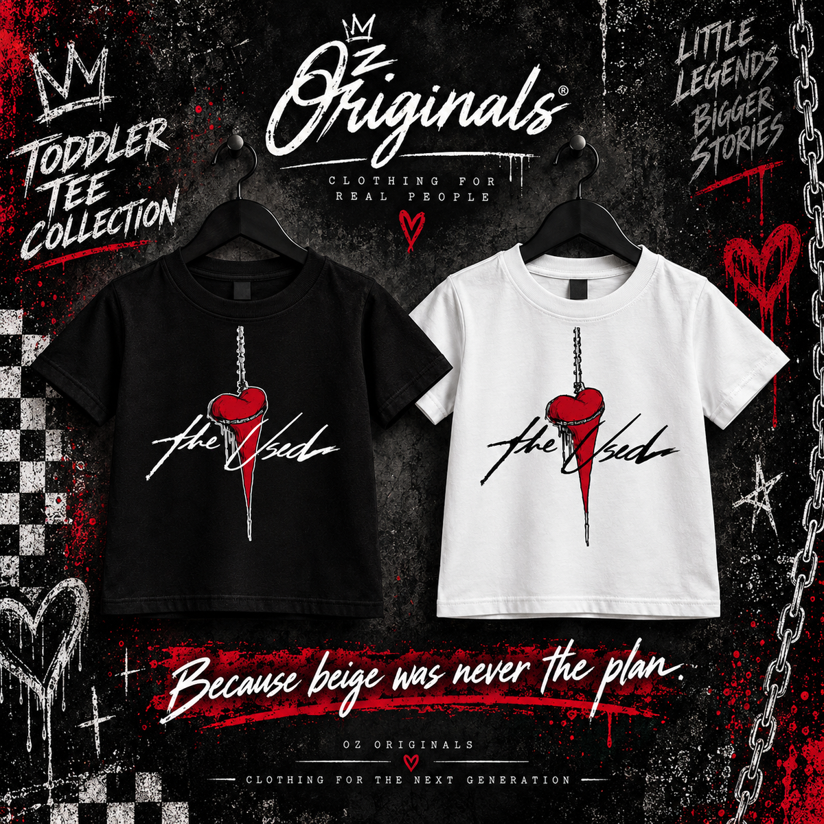 The Used Inspired Toddler T-Shirt | Alternative Kids Rock Tee | Black or White