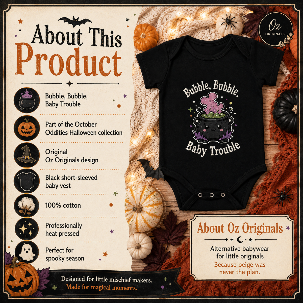 Bubble, Bubble, Baby Trouble Halloween Baby Vest 🧙