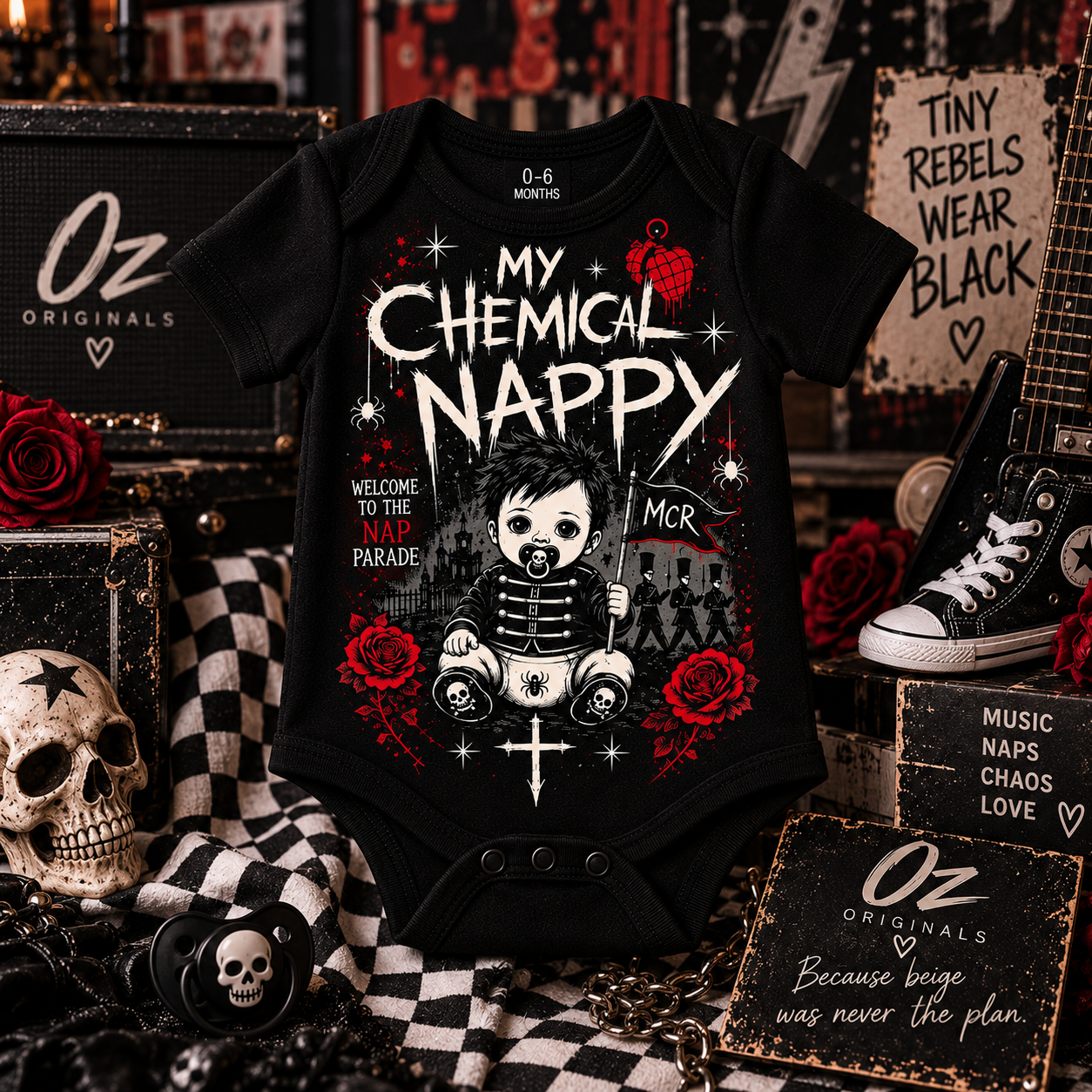 My Chemical Nappy Baby Vest | Welcome to the Nap Parade | Alternative Emo Baby Bodysuit 🌹