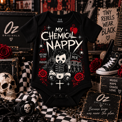 My Chemical Nappy Baby Vest | Welcome to the Nap Parade | Alternative Emo Baby Bodysuit 🌹