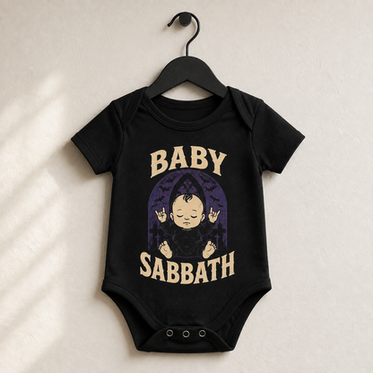 Baby Sabbath Baby Vest | Alternative Rock Baby Bodysuit | Black Gothic Baby Clothes | Baby Bands