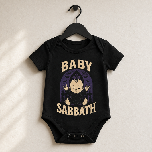 Baby Sabbath Baby Vest | Alternative Rock Baby Bodysuit | Black Gothic Baby Clothes | Baby Bands