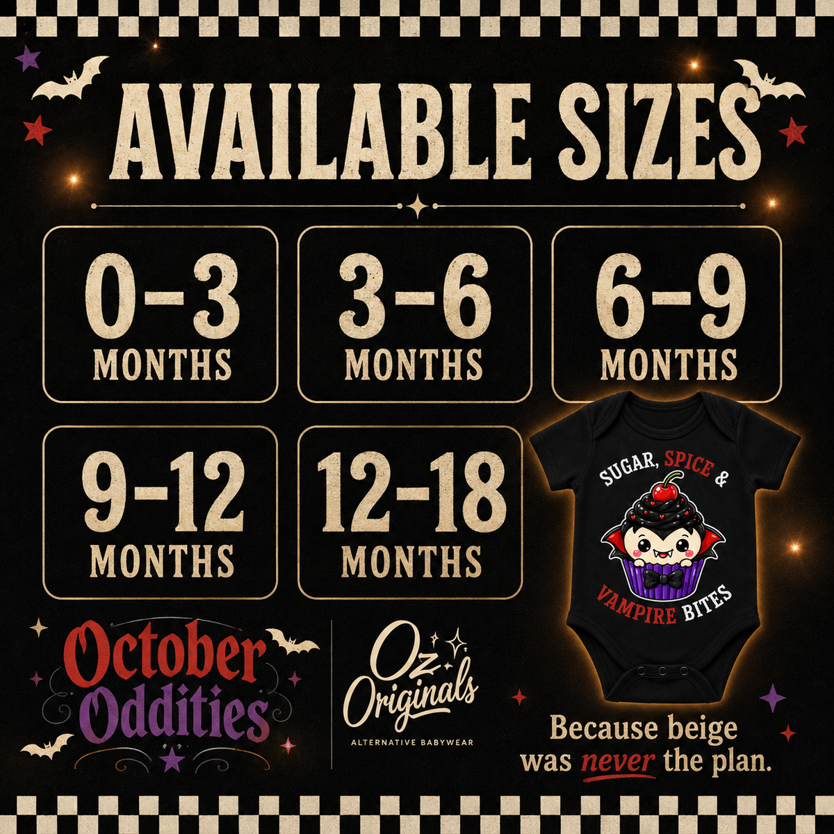 Halloween Baby Vest, Sugar Spice & Vampire Bites, Cute Vampire Cupcake Bodysuit, Alternative Goth Baby Outfit, October Oddities