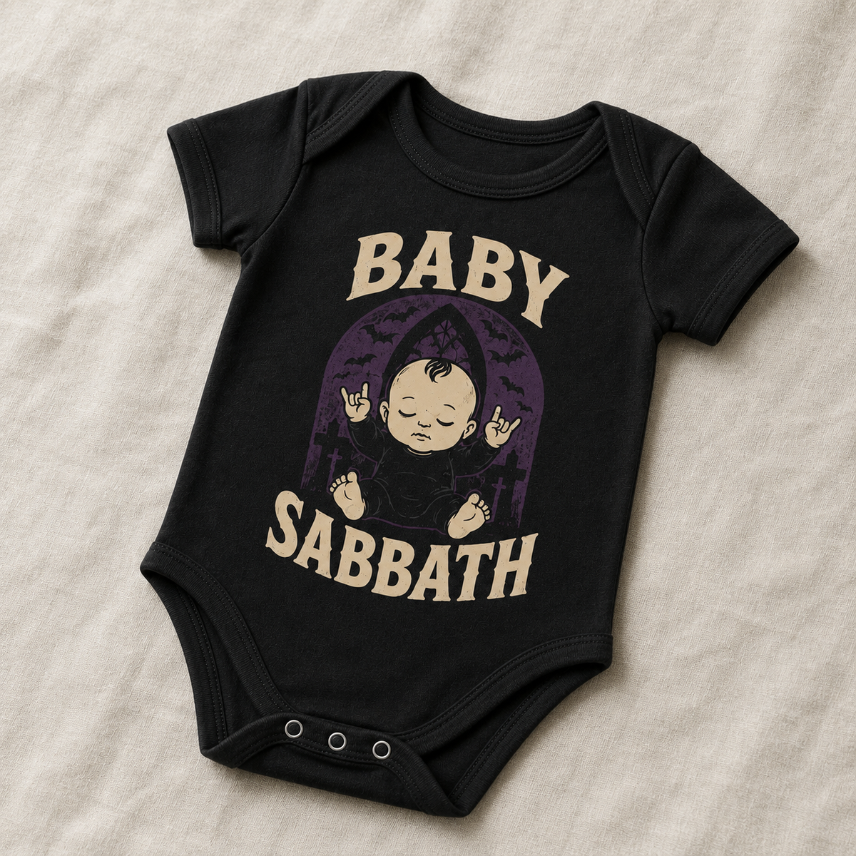 Baby Sabbath Baby Vest | Alternative Rock Baby Bodysuit | Black Gothic Baby Clothes | Baby Bands