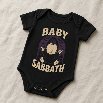Baby Sabbath Baby Vest | Alternative Rock Baby Bodysuit | Black Gothic Baby Clothes | Baby Bands