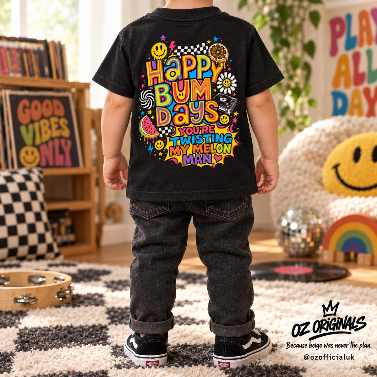 Happy Bum Days Toddler Tee | Twisting My Melon Alternative Kids T-Shirt | Baby Bands Collection 🍉
