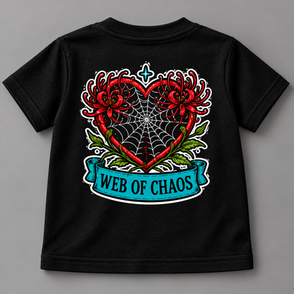 Web of Chaos Toddler T-Shirt | Alternative Gothic Kids Tee | Front & Back Print