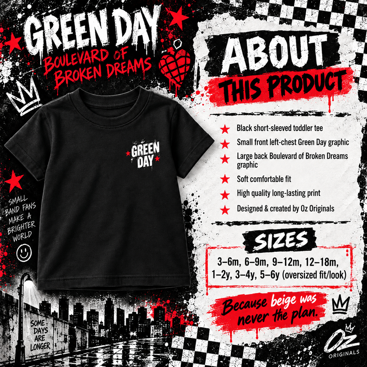 Green Day – Boulevard of Broken Dreams Toddler Tee | Baby Bands Collection