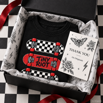 TINY RIOT Toddler T-Shirt – Alternative Checkerboard Skateboard Tee