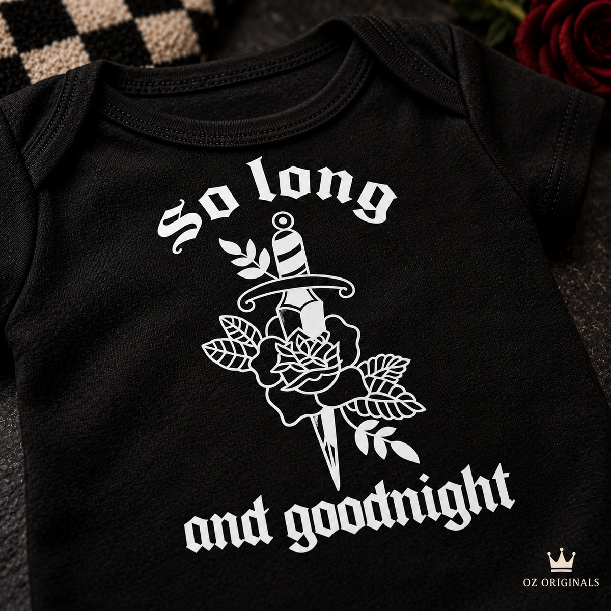 So Long & Goodnight Baby Vest | Dagger & Rose Alternative Baby Bodysuit | Baby Bands Collection
