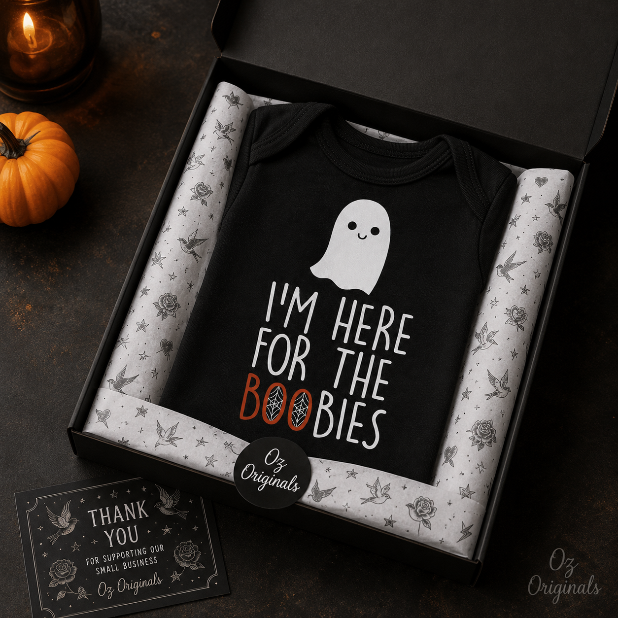 I’m Here for the Boobies Baby Vest | Halloween Baby Bodysuit | Funny Ghost Baby Outfit | Alternative Goth Baby Clothes | OctOdd007 👻