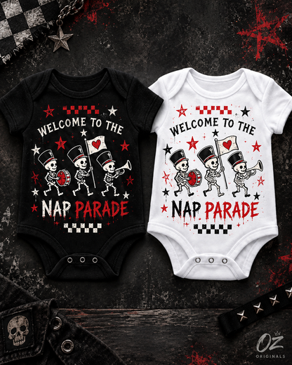 Welcome to the Nap Parade Toddler T-Shirt – Alternative Kids Tee | Black or White