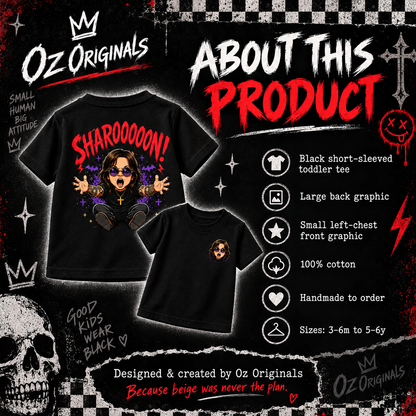 SHAROOOOON! Toddler Tee | Ozzy Osbourne-Inspired Alternative Kids T-Shirt