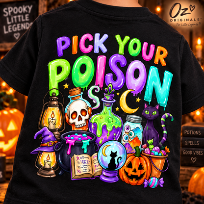 Pick Your Poison Toddler Tee | Colourful Halloween Kids T-Shirt | Alternative Spooky Toddler Tee