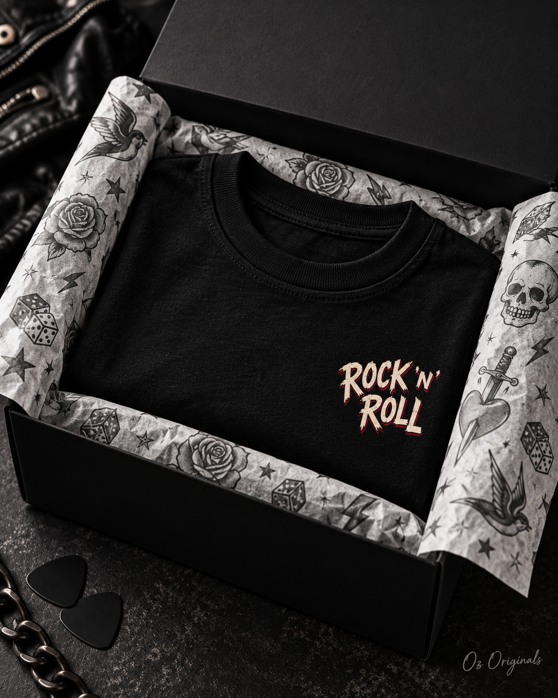 Rock ’N’ Roll Will Never Die Toddler T-Shirt | Black Alternative Kids Tee