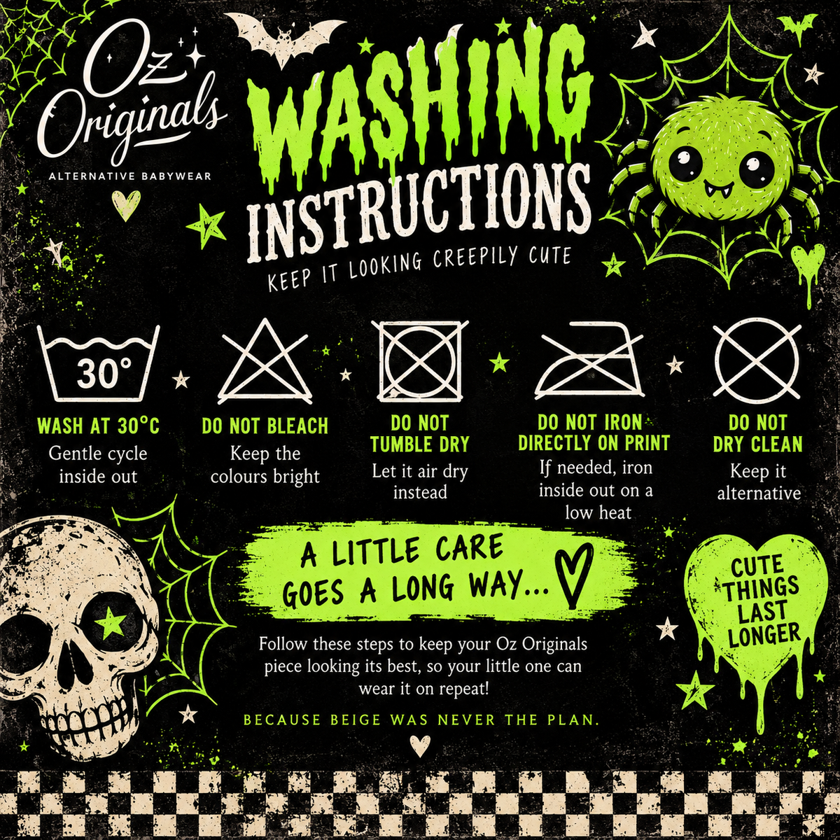 Creep It Real Black Baby Vest | Alternative Halloween Babywear | October Oddities 💚 🕷️