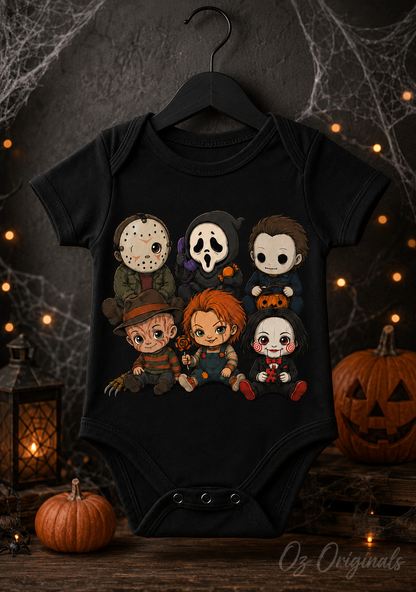 Little Horror Icons Black Baby Vest – Choose Your Character or Group