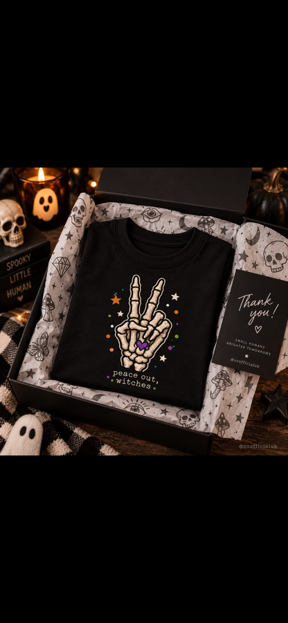 Peace Out, Witches Toddler Tee | Alternative Halloween Kids T-Shirt | October Oddities
