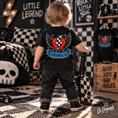 Personalised Winged Heart Toddler Tee | Alternative Kids Clothing | Custom Punk T-Shirt