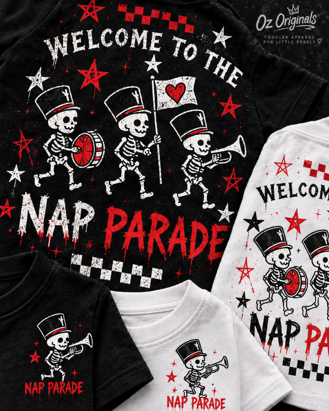 Welcome to the Nap Parade Toddler T-Shirt – Alternative Kids Tee | Black or White