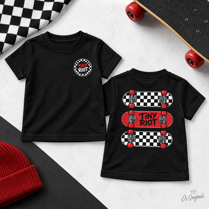 TINY RIOT Toddler T-Shirt – Alternative Checkerboard Skateboard Tee