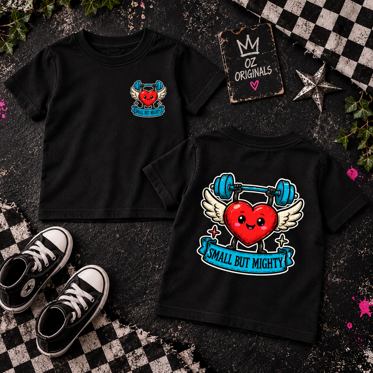 Small But Mighty Toddler Tee | Alternative Kids T-Shirt | Ozzy Flash Collection ❤️🏋️