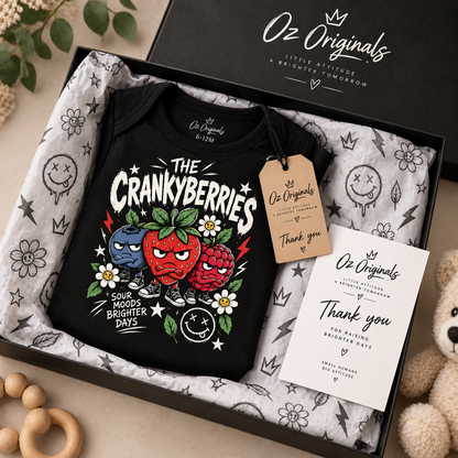 The Crankyberries Baby Vest – Black or White | Alternative Baby Clothing