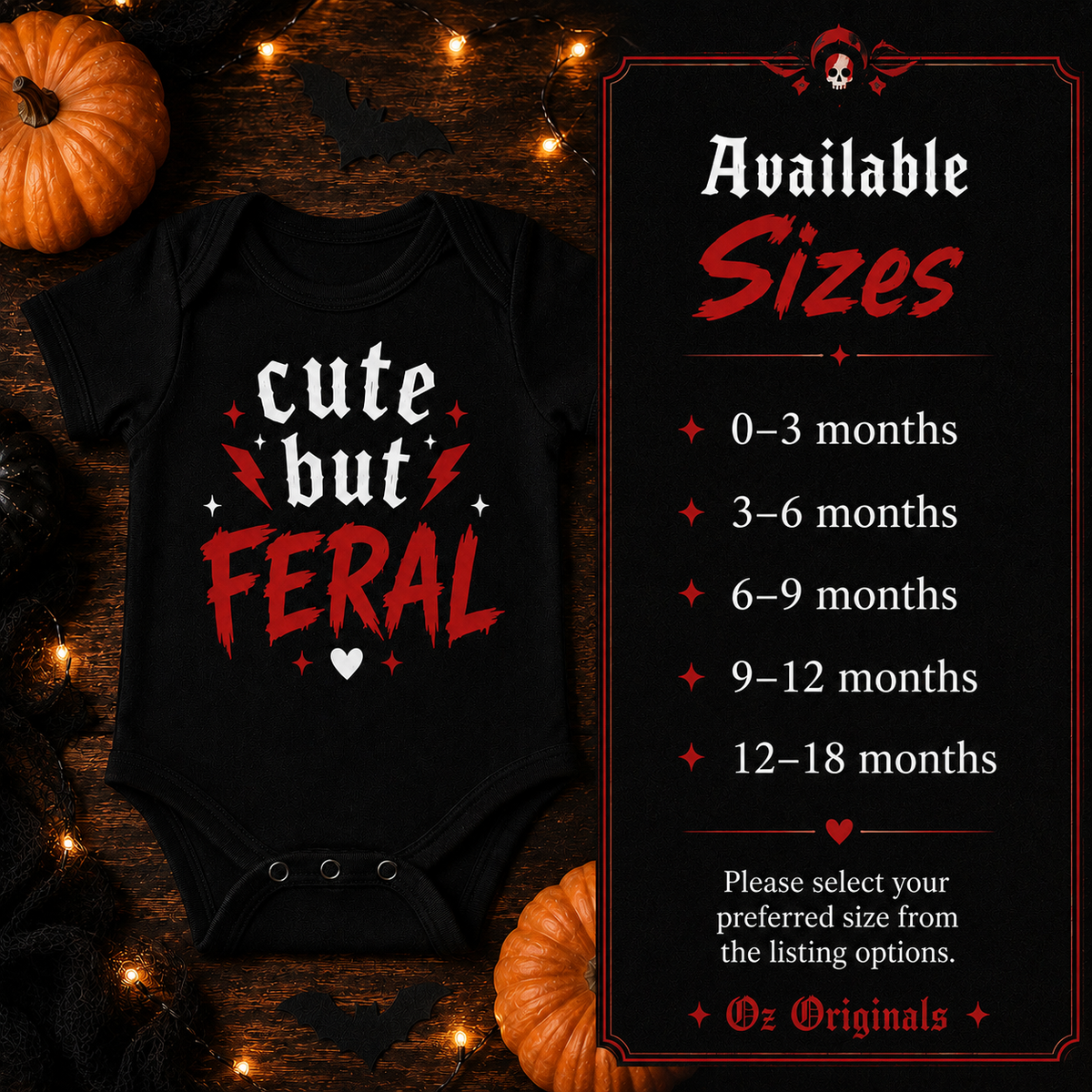 Cute but Feral Halloween Baby Vest