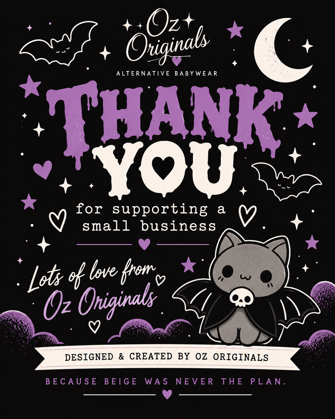 Bat Baby Halloween Baby Vest | Alternative Goth Baby Bodysuit | October Oddities 🦇 💜