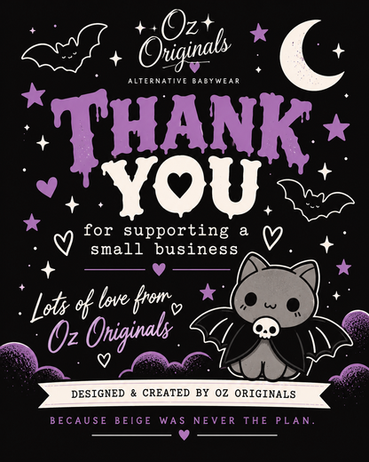 Bat Baby Halloween Baby Vest | Alternative Goth Baby Bodysuit | October Oddities 🦇 💜
