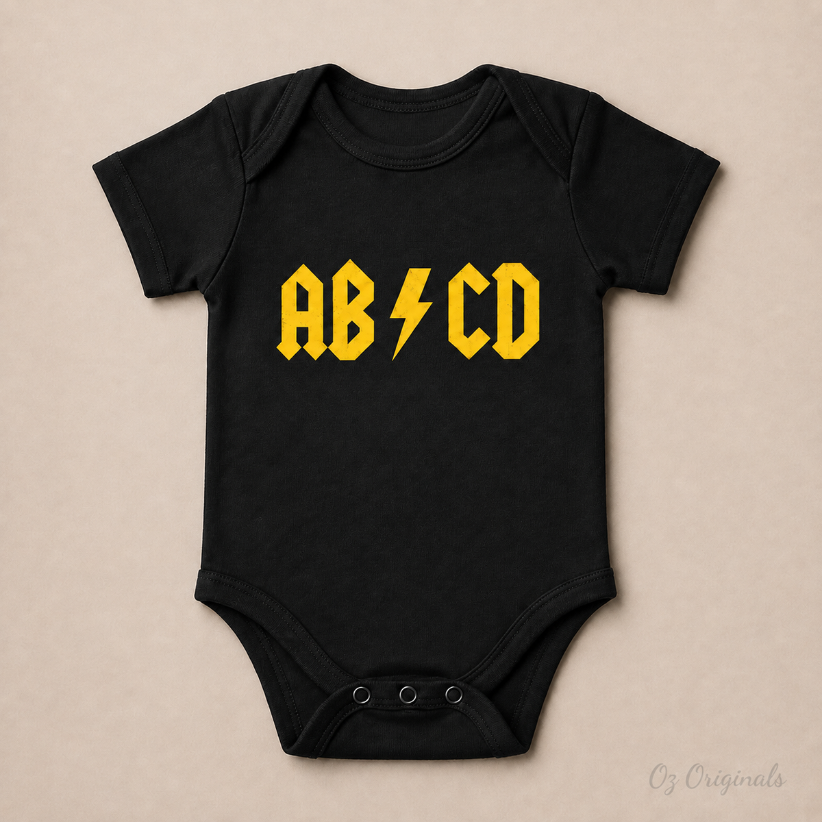 AB⚡CD Baby Vest | Rock-Inspired Alternative Baby Bodysuit | Multiple Colour Options
