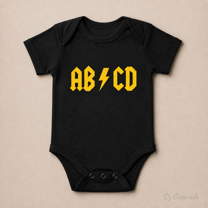 AB⚡CD Baby Vest | Rock-Inspired Alternative Baby Bodysuit | Multiple Colour Options