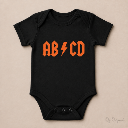 AB⚡CD Baby Vest | Rock-Inspired Alternative Baby Bodysuit | Multiple Colour Options