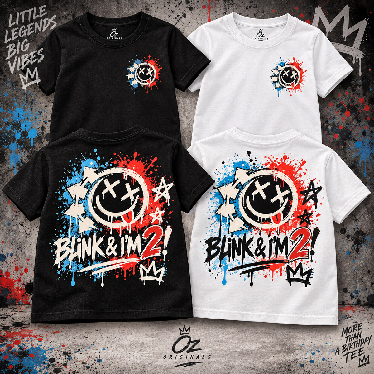 Blink & I’m 2! Toddler T-Shirt – Black or White | Alternative Birthday Tee