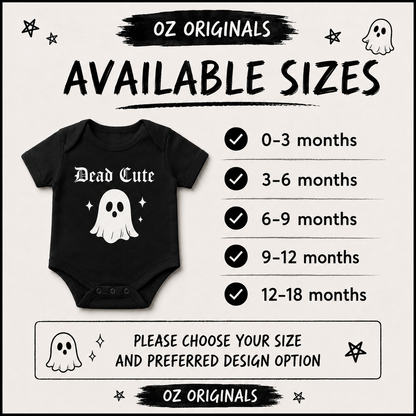 Dead Cute Baby Vest | Halloween Ghost Baby Bodysuit | October Oddities – OctOdd001 👻🖤