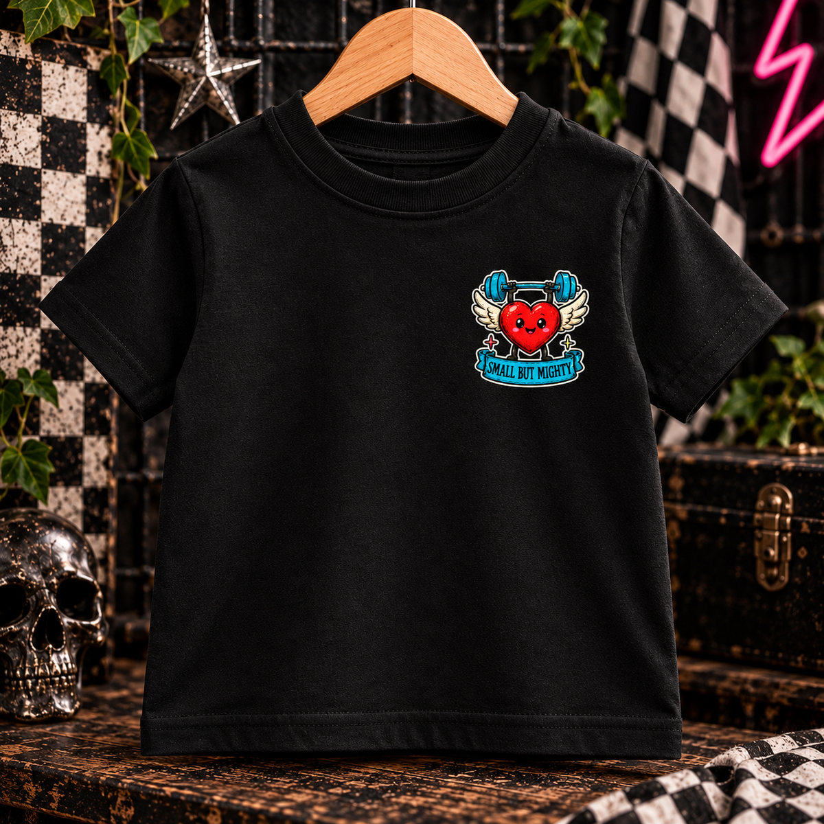 Small But Mighty Toddler Tee | Alternative Kids T-Shirt | Ozzy Flash Collection ❤️🏋️