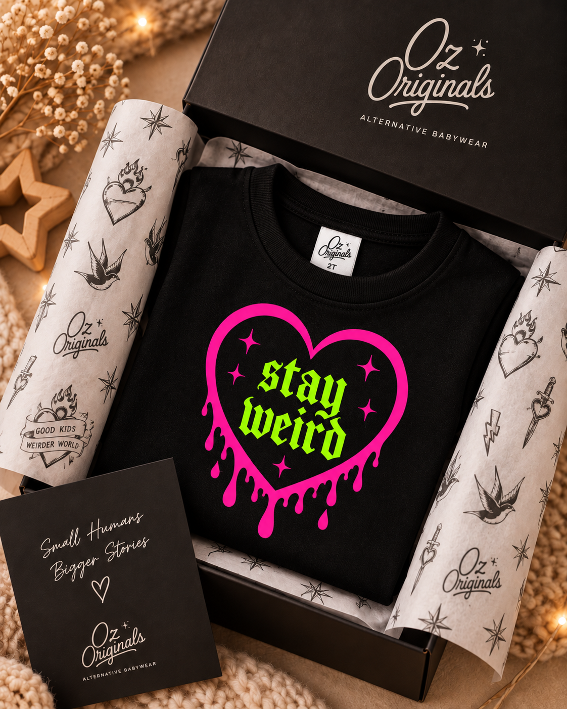 Stay Weird Toddler Tee | Alternative Kids T-Shirt | 2 Colour Options 🩵🩷💛💚
