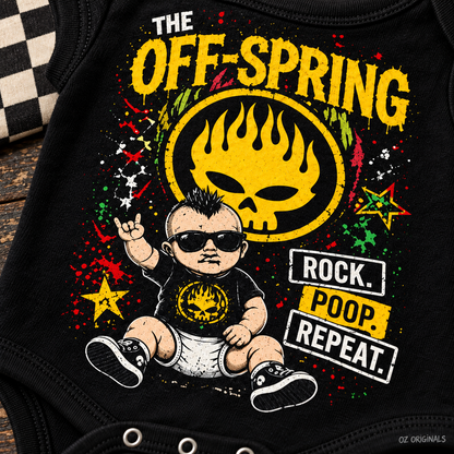 The Off-Spring “Rock. Poop. Repeat.” Baby Vest | Alternative Baby Clothes UK