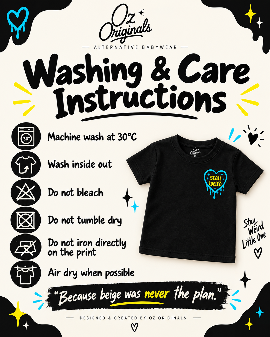 Stay Weird Toddler Tee | Alternative Kids T-Shirt | 2 Colour Options 🩵🩷💛💚