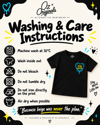 Stay Weird Toddler Tee | Alternative Kids T-Shirt | 2 Colour Options 🩵🩷💛💚