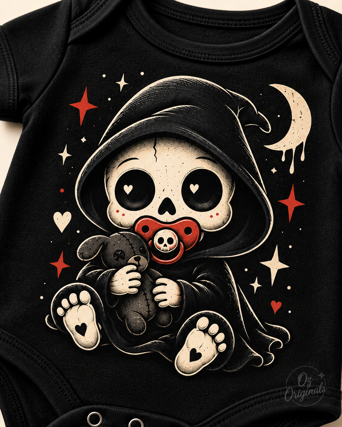 Spooky Little Reaper Baby Vest | Black Alternative Halloween Baby Grow | October Oddities 💀