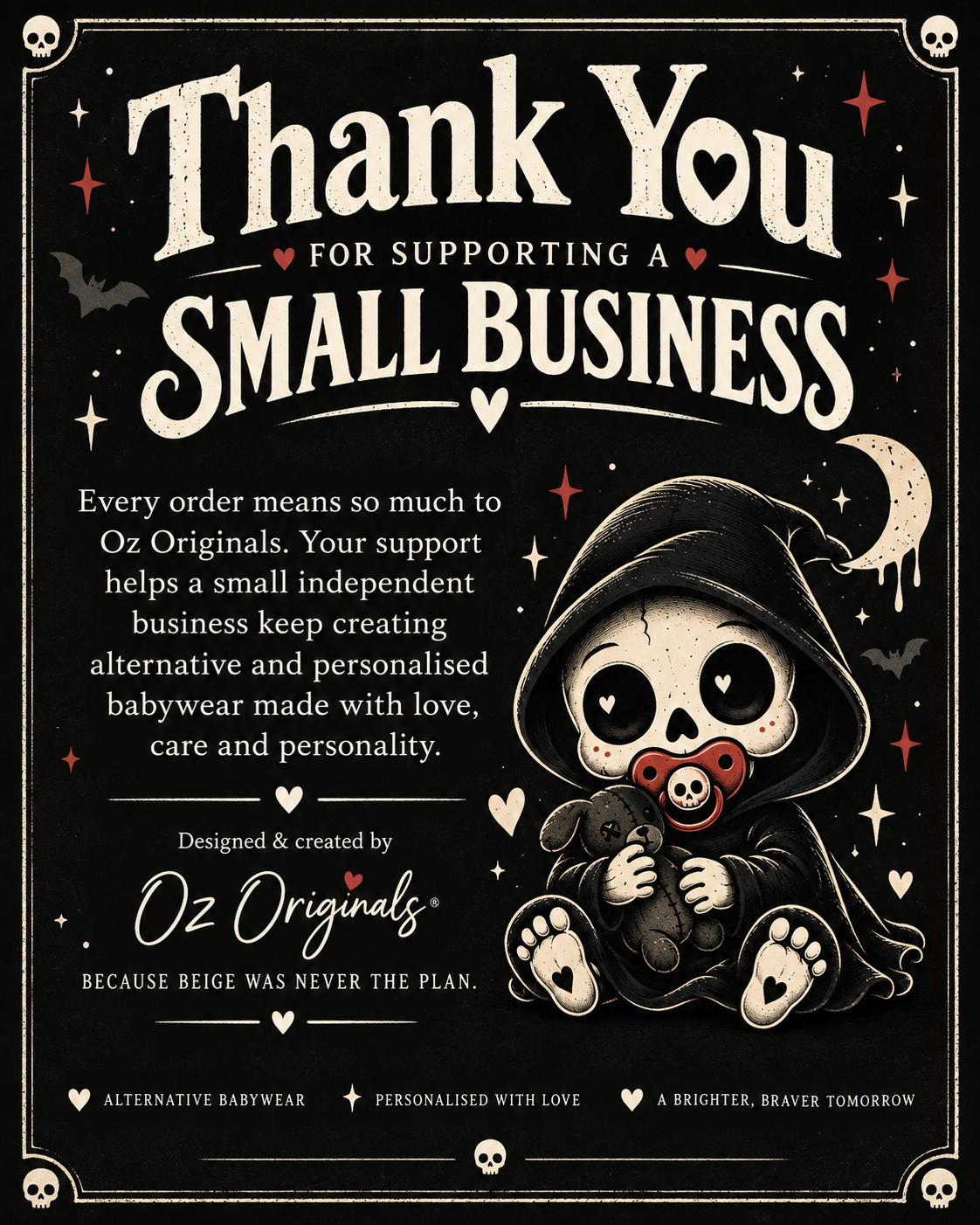 Spooky Little Reaper Baby Vest | Black Alternative Halloween Baby Grow | October Oddities 💀