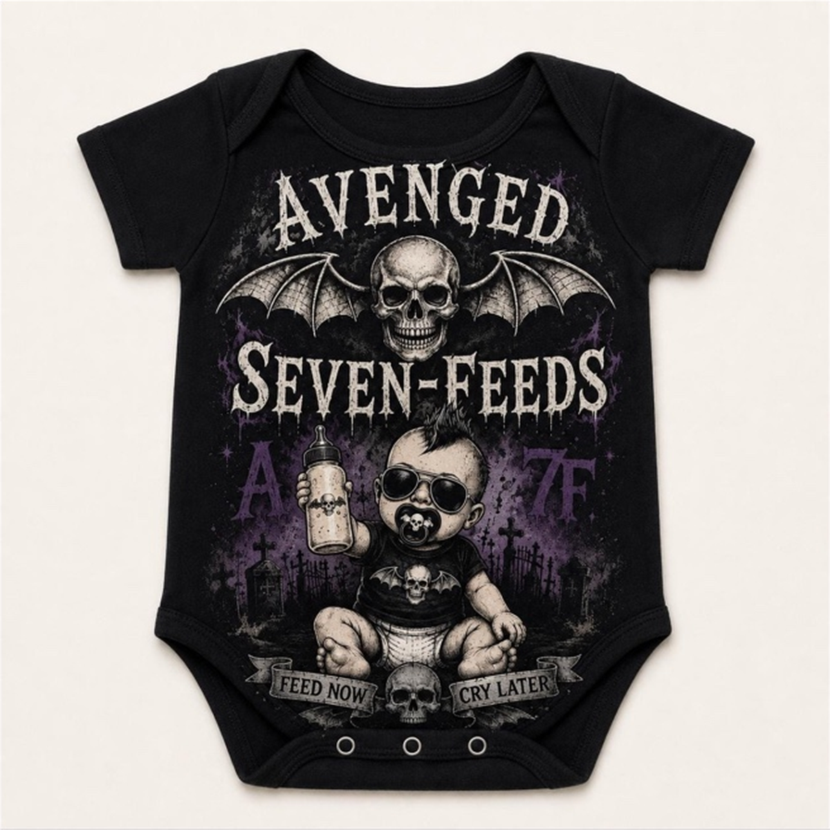Avenged Seven-Feeds Baby Vest | Alternative Rock Baby Bodysuit | Feed Now Cry Later | Goth Baby Outfit 💜