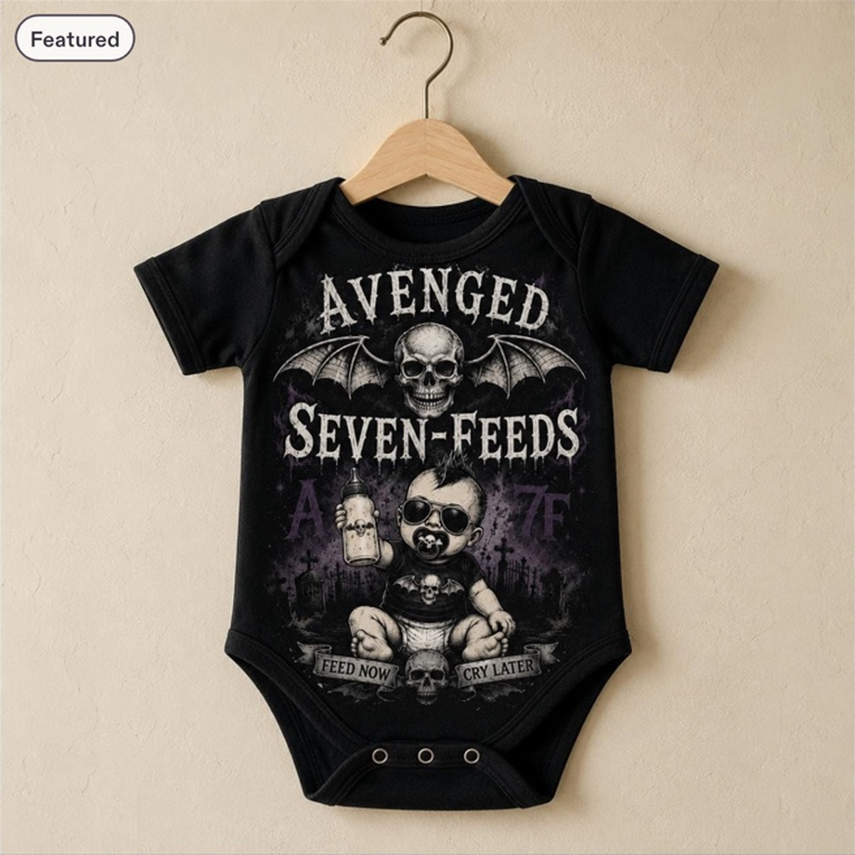 Avenged Seven-Feeds Baby Vest | Alternative Rock Baby Bodysuit | Feed Now Cry Later | Goth Baby Outfit 💜