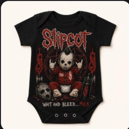 Slipcot Baby Vest | Wait and Bleed… Milk | Alternative Metal Baby Bodysuit | Black Rock Baby Clothes 🎸